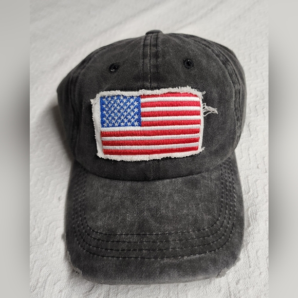 Other - Black Cap with American Flag Patch NWT